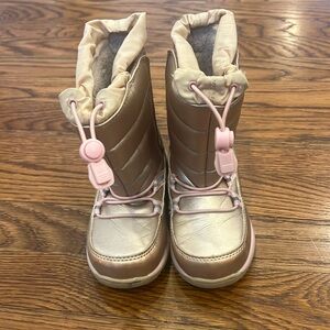 Lands' End Kids Metallic Rose and Tan Snow Boots